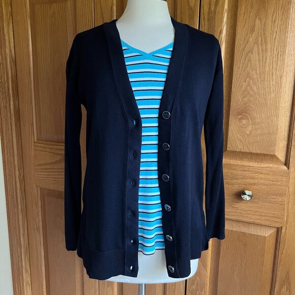 TALBOTS -- Cotton V-Neck Tee - Merida Stripe -- Excellent Condition - Picture 11 of 13